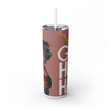 Glow Up HUSTLE HARD Skinny Tumbler with Straw, 20oz